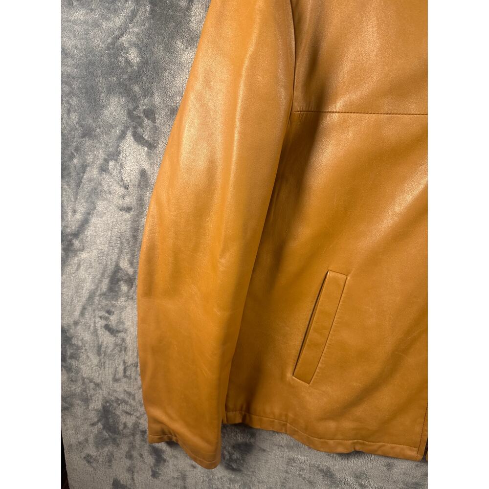 Designer x Burberry London x VTG Y2K Tan Leather Bomber Jacket Men’s EU 52/US L - Picture 11 of 16